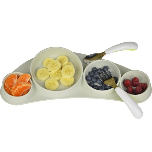 Тарілка Koo-di, сірий силікон