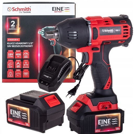 УДАРНЫЙ КЛЮЧ ШМИТА 1/2 дюйма 18 В 400 НМ + 4,0 Ач