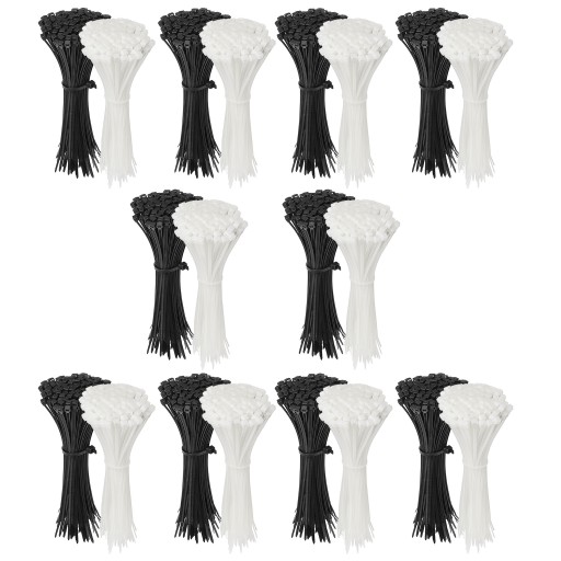 Кабельные стяжки, кабельные стяжки черный+белый 200 х 2,5 х 2000