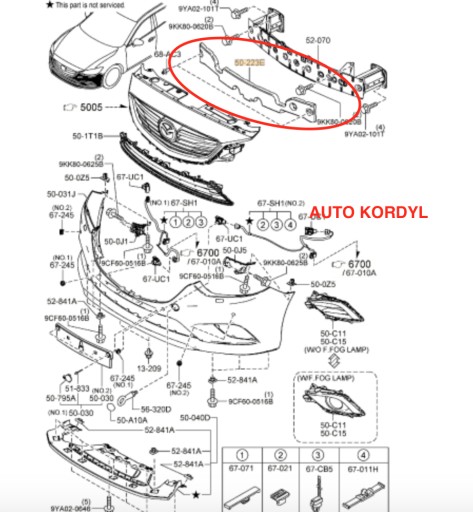 GHP950111 - ПОРОЛОНОВЫЙ ПОГЛОТИТЕЛЬ ПЕРЕДНЕГО БАМПЕРА MAZDA GJ 2012-