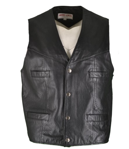 BERTO LUCCI ЧОЛОВІЧИЙ МОТОЦИКЛЕТНИЙ ЖИЛЕТ ШКІРЯНИЙ ЧОПЕР 54 Л