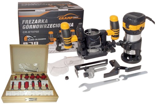 CRAMP RT0702 КРОМКОФРЕЗЕРНИЙ ВЕРСТАТ 710W 6/8MM + ФРЕЗИ