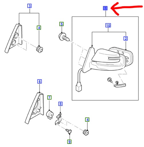9M34-17683-RA - НАРУЖНОЕ ЗЕРКАЛО левое FORD RANGER Mk4 2009-