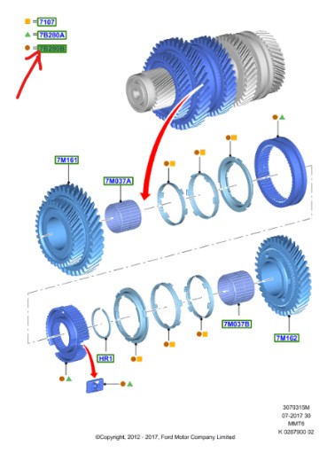 PGK2R-7B280-ACA - СИНХРОНИЗАТОР 1 И 2 ПЕРЕДАЧ FORDTRANSIT TOURNEO