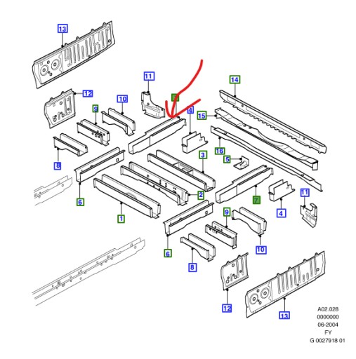 BC16-V101A14-DA - БОКОВАЯ БАЛКА ПОЛА ПРАВАЯ ЗАДНЯЯ FORD TRANSIT 04-14
