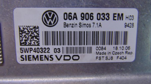 computer Centralina Motore 1.6 8V VW GOLF V HB 03-10 ROK