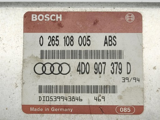 Module Unité de contrôle ABS Audi A4 B5 1.8 B 4D0907379D 0265108005