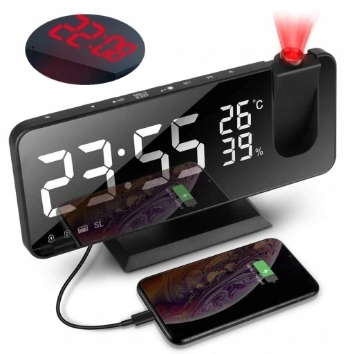 ЧАСЫ ТЕРМОМЕТР ЗЕРКАЛО С ПРОЕКТОРОМ СИГНАЛИЗАЦИЯ РАДИО