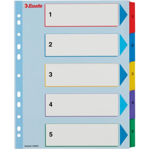 Przekładki kartonowe MYLAR A4 MAXI 1-5 ESSELTE 100