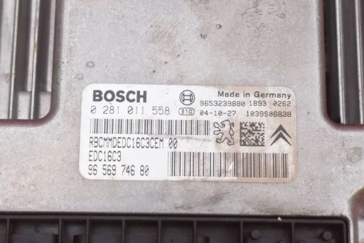 computer control unit of the engine 9656974680 0281011558 PEUGEOT 407 1.6 HDI 109 KM