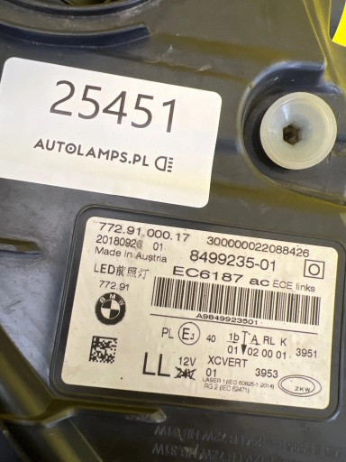 light left BMW 7 G11 Laser 15-18 8499235-01