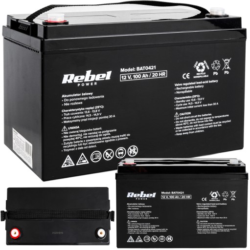 Необслуживаемый гелевый аккумулятор agm для ибп rebel power 12в 100ач