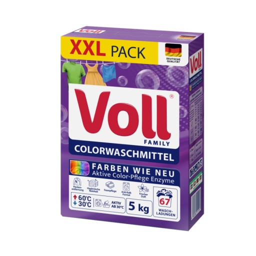 Niemiecki DE Proszek do prania koloru kolorowego VOLL 67 Prań 5 kg karton