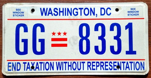 Вашингтон, округ Колумбия - номерной знак США