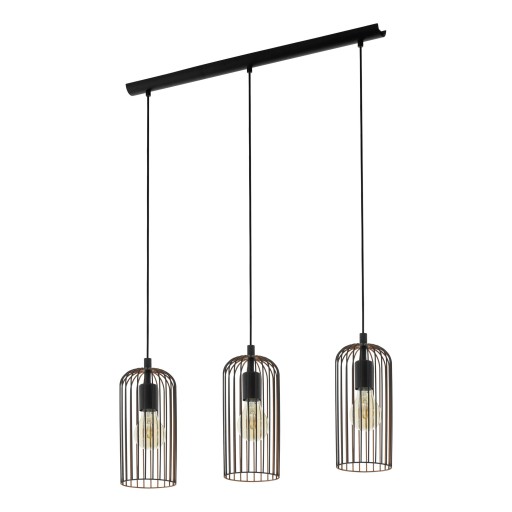 Lampa Sufitowa Eglo Roccamena 3XE27 Czarna Belka Loft Nowoczesna