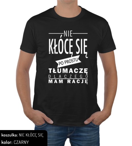 NIE KŁÓCĘ SIĘ śmieszne koszulki z napisami XXL 7091460104 - Allegro.pl