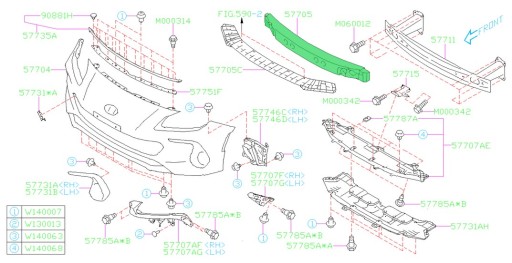 57705CC000 - АМОРТИЗАТОР ПЕРЕДНЕГО БАМПЕРА SUBARU BRZ 2.4 2022-