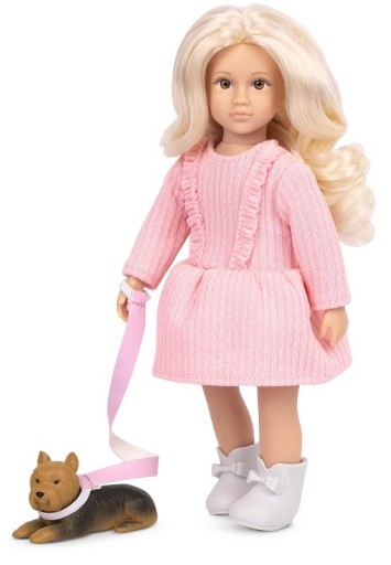 DAFFINA lalka z pieskiem york akcesoria 15cm LORI