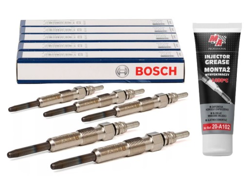 0 250 - 5 свечей накаливания bosch + смазка mercedes vw transporter t5 touareg 2.5 tdi