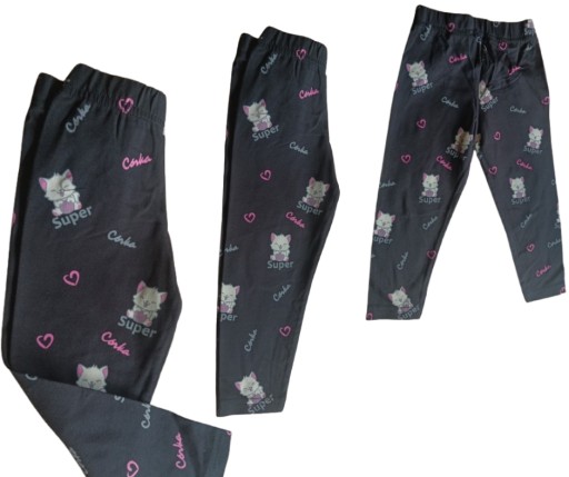 Legginsy dziecięce dla dziewczynki kotek czarny