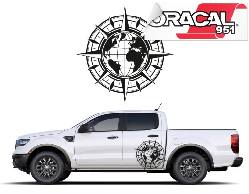 Наклейки на сторону автомобіля Роза Вітрів 44x44cm 951