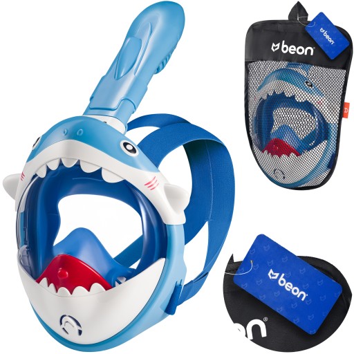 Дитяча маска для дайвінгу, анфас Beon Kids Shark відтінків синього
