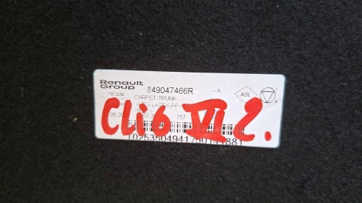 mats floor boot Renault Clio VI 849047466R