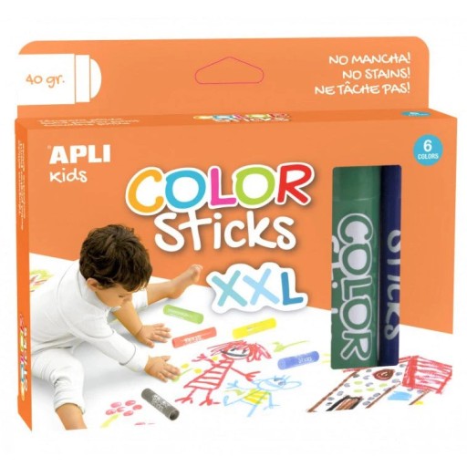 Apli Kids: farby v pastelke Color Sticks XXL 6 farba