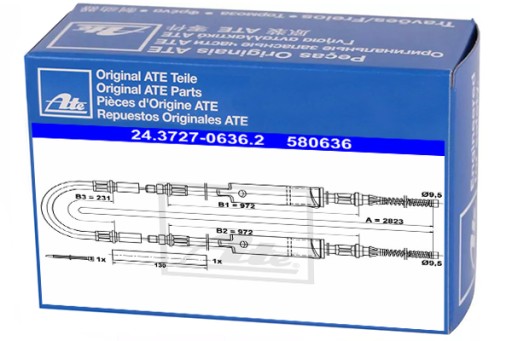 24.3727-0636.2 - Трос ручного гальма ATE для FORD TRANSIT TOURNEO