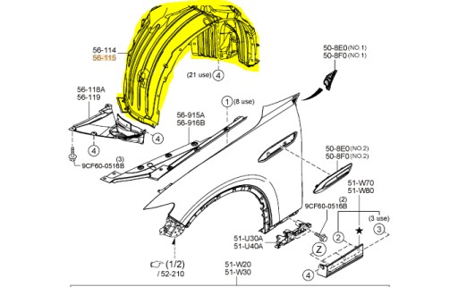 KBB356130B - Права колісна арка Mazda CX60