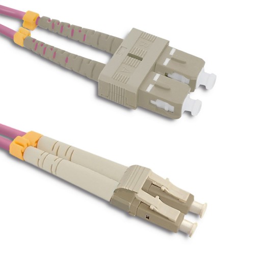 Qoltec Patchcord światłowodowy LC/UPC - SC/UPC MM 50/125 OM4 Duplex 1m