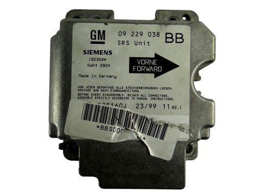 Module SENSOR Airbag OPEL CORSA B 09 229 038