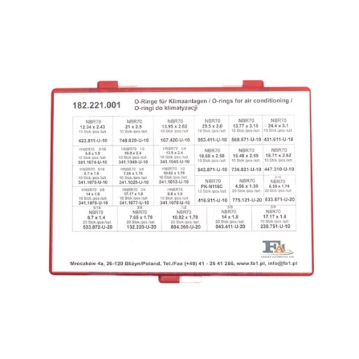 182221 - НАБІР УПЛОТНЮВАЛЬНИХ КІЛЬЦЬ ДЛЯ КОНДИЦІОНЕРУ FISCHER 320 ШТ