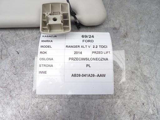 Ford Ranger XLT V cover przeciwsloneczna left AB39041A39AAW
