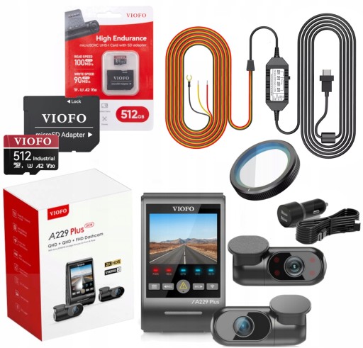 VIOFO A229 PLUS 3CH 2K DVR ПЕРЕДНИЙ ЗАДНИЙ ВНУТРІШНИЙ FHD GPS 512GB ACC CPL