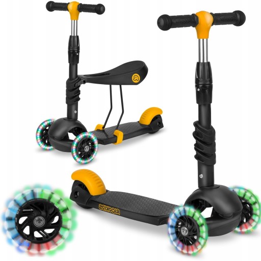 СКУТЕР 3в1 для хлопчика БАЛАНСУВАННЯ 3-Х КОЛІС LED