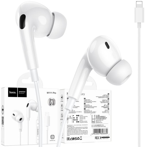 Słuchawki audio dokanałowe sportowe do iPhone 11 12 13 14 mini Plus Pro Max