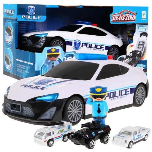 Policajné auto 2v1 pre deti 3 Úložný priestor pre pružiny 3 Autíčka Zvuky