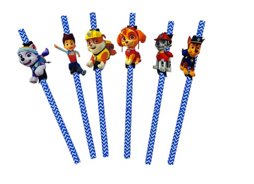 PAW PATROL соломинки на день народження синьо-білі 6 шт