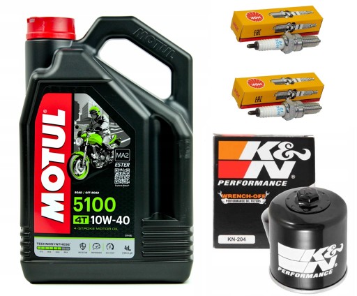 104068/KN138/NGKCR8E-YZF 15-20r. - Масло MOTUL + фильтр КН-204 + свечи NGK CR8E, YAMAHA YZF R3, 15-20 лет.