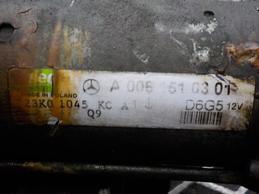 MERCEDES-BENZ KLASA A (W169) 1.5 B startér A0061510301