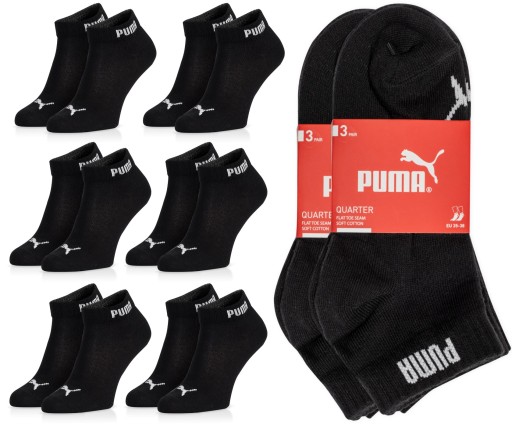 Puma ponožky quarter členky 6 párov 43/46 čierne