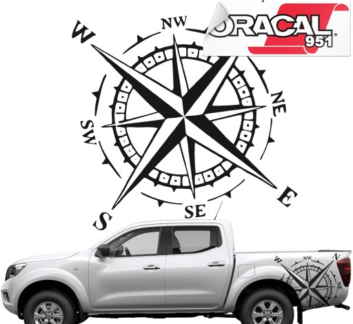 Наклейка на автомобіль Роза Вітрів OFFROAD 60x60cm