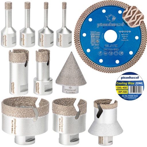 НАБОР коронок для керамогранита с диском PIRANHACUT 125 мм.