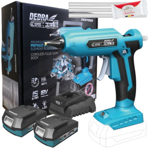 АККУМУЛЯТОРНЫЙ КЛЕВОЙ ПИСТОЛЕТ DED7052 + АККУМУЛЯТОР 2x2 Ач + LAD