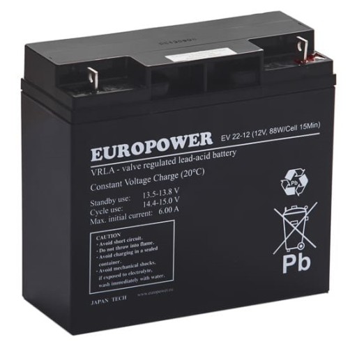 Europower ev series agm акумулятор 12v 20ah/c10