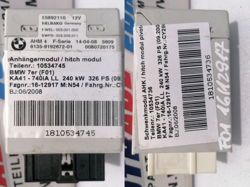 6856980 6856747 - Bmw f01 f10 f25 f30 модуль гака ahk модуль причепа 6790250 9192672