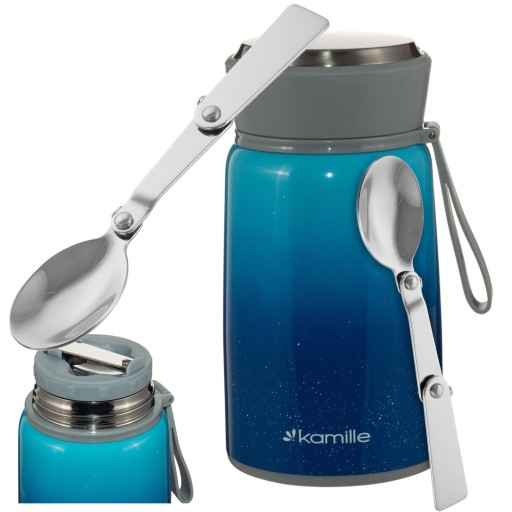 Обідній термос Kamille 0,8 л, синій