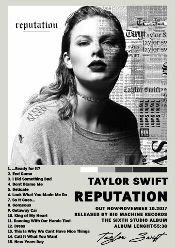 Taylor Swift Reputation Plagát bez rámčeka Obrázok s albumom Darček