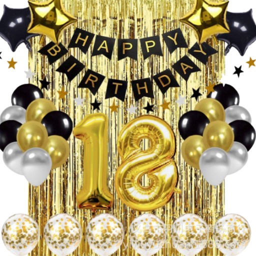 Повітряні кульки. Набір прикрас до дня народження для 18-го золота